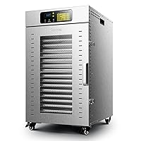 Commercial Food Dehydrator 18 Trays, 1500W Large Capacity Food Dryer Machine for Jerky, Meat, Fruit, Herbs, Stainless Steel Industrial Dehydrater Adjustable Timer& Temperature Control