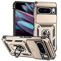 Phone Case Compatible with Google Pixel 8 Pro Case,Full Body Hard Slim Protective Phone Case,Mobile Phone with Magnetic Rotate Holder Case with Lens Protection Phone Cover (Color : Gold)