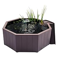 Aquagarden No Dig Nature Pool, Complete Water Feature Kit, Attract Birds and Wildlife to Your Yard, Includes Pond Structure, Liner, Fountain Pump, Nature Ladder, Planting Pocket
