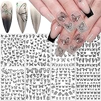 8 Sheets Butterfly Nail Art Stickers Butterflies Nail Decals, 3D Self-Adhesive Nail Art Supplies Retro Black Butterfly Nail Designs Nail Foil Butterfly Designer Nail Stickers for Acrylic Nails Art Decoration