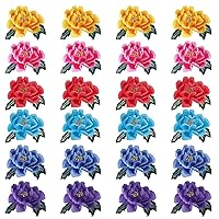 24Pcs Flower Iron on Patches, Big Rose Embroidered Patches, Beautiful Embroidered Applique Sewing Patches for Clothing, Bags, Jackets, Jeans DIY Accessory Craft Decoration