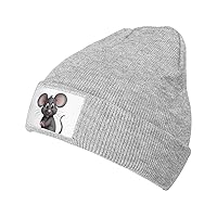 Unisex Beanie for Men and Women Grey Rat Knit Hat Winter Beanies Soft Warm Ski Hats