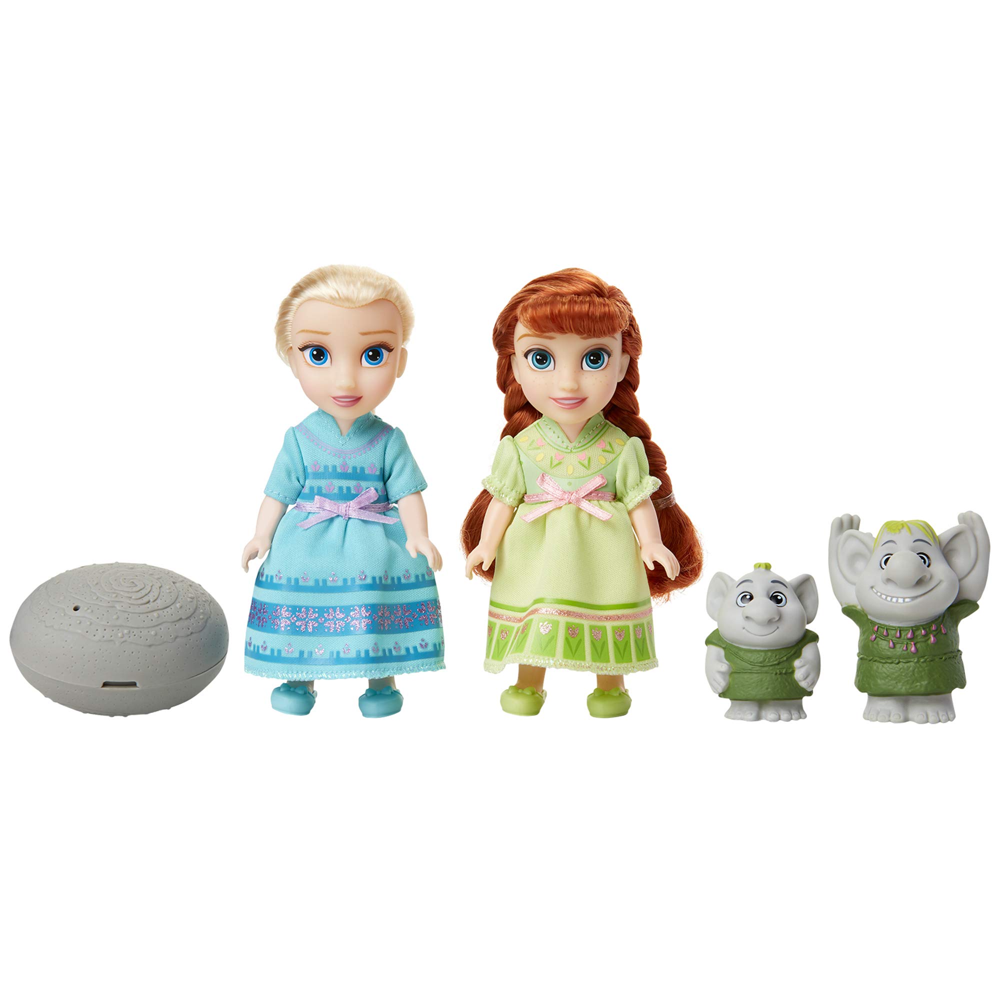 Disney Frozen Petite Anna & Elsa Dolls with Surprise Trolls Gift Set, Each Doll is Approximately 6 inches Tall - Includes 2 Troll Friends! Perfect for Any Frozen Fan!
