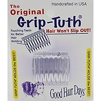 Grip-Tuth Combs - Set Of 2 Hair Side Combs - Hair Combs For All Types Of Hair - Decorative & Hair Styling Women Accessories (Clear, 1 ½ ″ Wide)