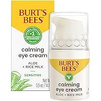 Calming Eye Cream with Aloe and Rice Milk for Sensitive Skin, 0.5 Fluid Ounces, White