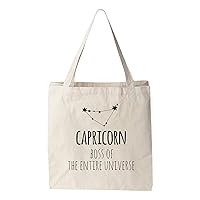 Capricorn Zodiac (Boss of the Entire Universe), Natural Canvas Bag, Screenprinted Tote, Cotton Flour Sack, Funny Tote Bag