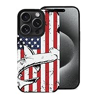 American Flag Hammerhead Shark Microfiber Phone Case Shockproof Protective Shell Cover Cute Case Compatible with iPhone 15 Pro