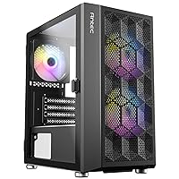 ANTEC NX200M RGB, Large Mesh Front Panel, USB3.0 Ready, 3 x 120mm RGB Fixed Mode Fans Included, TG Swing Side Panel, Up to 5 Fans Simultaneously, 240mm Radiator Support, Mini-Tower M-ATX Gaming Case