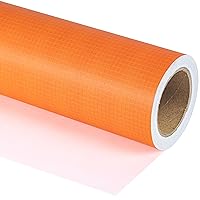 WRAPAHOLIC Wrapping Paper Roll - Mini Roll - 17 Inch X 16.5 Feet - Golden Orange Plaid Design with Silky Touch Perfect for Birthday, Holiday, Wedding, Baby Shower