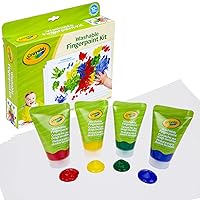 Crayola Washable Finger Paint Set, Toddler Paint Kit, 4 Tubes of Paint, 10 Sheets of Paper, Gift