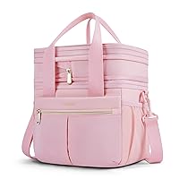 TOURIT Lunch Box for Women Men Double Deck Insulated Lunch Bag Women Expandable Leakproof Reusable Lunch Cooler Bag for Work, Office, Picnic, Pink