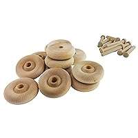 Wood Wheels - 100 Pack with Free Axle Pegs - Made in USA (2