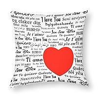 Decorative Throw Pillow Covers for Couch I Love You, Heart Valentines Gift Smooth Soft Comfortable Polyester Pillowcase Cushion Cover with Hidden Zipper for Wedding Couch Sofa Bedroom，17