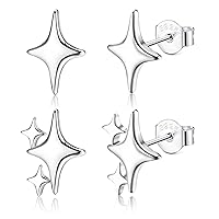 Dochais 2 Pairs Star Stud Earrings for Women, Hypoallergenic Silver/Gold Small Star Earrings S925 Sterling Silver Sleeper Earrings Lightweight Piercing Jewelry Set for Gift Lady Men Cartilage Helix