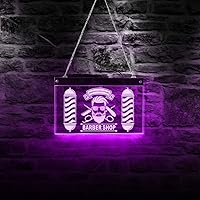 Custom Barber Shop LED Neon Sign with Remote Control 7 Color Changing Light Barber Pole Styling Logo Haircuts And Shaves Acrylic Hanging Decorative Board Hairdresser Gift