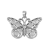 0.65 CTW Natural Diamond Polki Butterfly Pendant 925 Sterling Silver Platinum Plated Slice Diamond Animal Jewelry