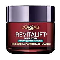 L'Oreal Paris Revitalift Triple Power Anti-Aging Face Moisturizer, Fragrance Free, Pro Retinol, Hyaluronic Acid & Vitamin C to Reduce Wrinkles, Firm & Brighten Skin, 2.55 Oz