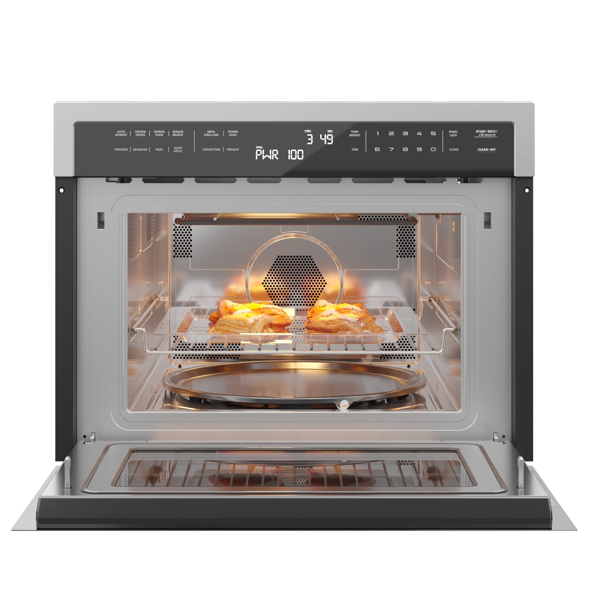 KoolMore KM-CWO24-SS 24 Inch Built-in Convection Oven and Microwave Combination with Broil, Soft Close Door, 1000 Watt Power, Stainless Steel Finish, Touch Control LCD Display, 1.6 Cu. Ft, Silver