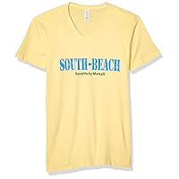 South Beach Graphic Printed Premium Tops Fitted Sueded Short Sleeve V-Neck T-Shirt