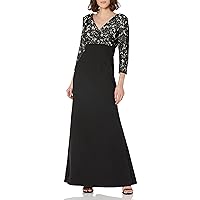 JS Collections Women's 3/4 Sleeve Lace Gown