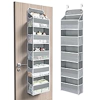 Yecaye 1 Pc Over The Door Organizer with 5 Bins 10 Side Pockets, 44lbs Load Hanging Bathroom Organizer, No Tilt Closet Organizers and Storage for Bedroom, Baby Organizer for Extra Storage, Grey