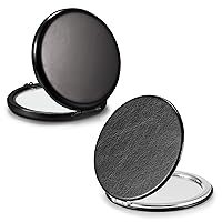 Metal Mirror 1x/2x and PU Leather Mirror 1x/3x Compact Mini Makeup Mirror Black