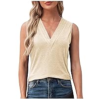 Solid Tank Tops for Women V Neck Casual Tanks Flowy Soft Loose Fit T Shirts Fashion Versatile 2024 Blouse Clothes