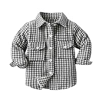 Toddler Boys Girls Shirt Coat Jacket Plaid Long Sleeve Kids Turn Down Collar Button Tops Dinosaur Clothes for