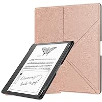 Slimshell Case for Kindle Scribe 10.2” 2022 Released, Origami Standing Lightweight PU Leather Stand Smart Cover with Auto Sleep Wake Feature for Kindle Scribe 10.2 inch with Pen Holder (Rose Gold)