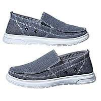 Mens Loafer Sneakers Canvas Slip On Shoes Flat Breathable Walking Boat Shoes Leather Shoes Men Casual