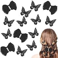 12PCS Butterfly Hair Clips Lace Hair Bows Hairpin Double Layer Embroidered Butterfly Hair Clip Small Ribbon Butterfly Barrette for Women Girls,Fairy Butterfly Hair Accessories Ornaments Party Black