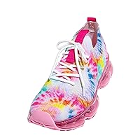 Forever Link Womens Air Cushion Fashion Sneakers Breathable Knit Comfortable Lightweight Walking Shoes, Multi Tie Dye, 8.5