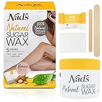 Nad's Wax Hair Removal For Women - Body+Face Wax - All Skin Types - At Home Waxing Kit With 6 Oz Sugar Wax, Cleansing Soap, Wooden Spatula, Re-Usable Cotton Strips