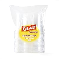 Glad Everyday Plastic Cups 16oz 50ct Clear | Clear Plastic Cups, 50 Count | Strong and Sturdy Clear Plastic Cups for All Occasions, Hold 16 Ounces | Bulk Drinking Cups