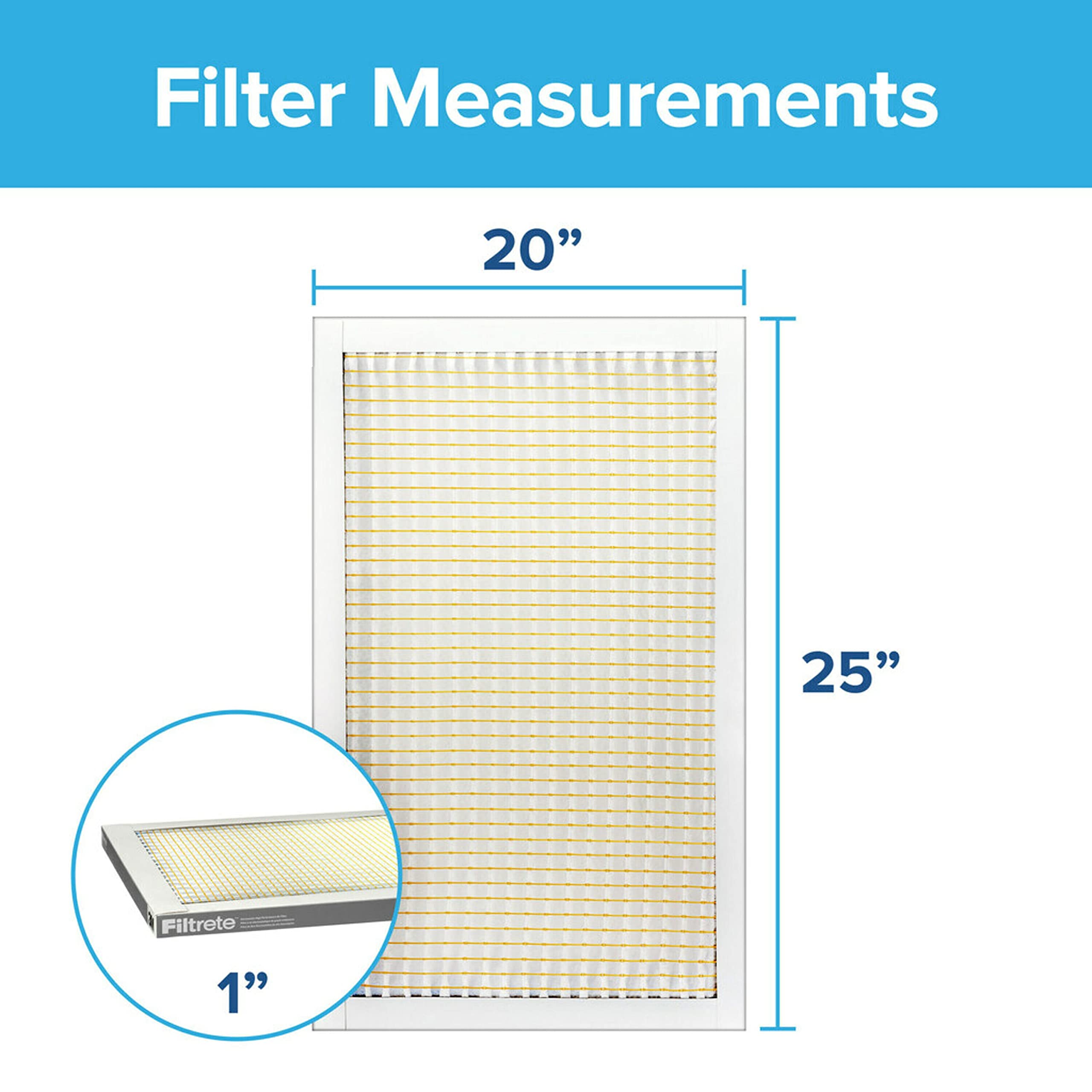 Filtrete 20x25x1 Air Filter, MPR 300, MERV 5, Clean Living Basic Dust 3-Month Pleated 1-Inch Air Filters, 6 Filters