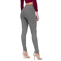 Hybrid & Company Women Butt Lift 3 Buttons Wide High Waist Stretch Denim Skinny Jeans with Short/Long Inseam