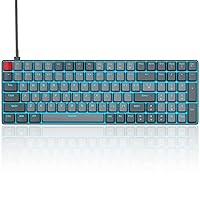 MageGee 100 Keys Wired Mechanical Gaming Keyboard, 96% Compact Layout LED Blue Backlit Keyboard for PC Laptop, Detachable USB-C Cable, with Numpad Arrow Keys, Red Switch, Grey Black