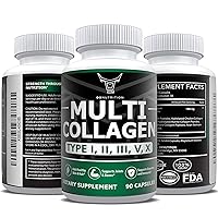 Collagen for Women & Men - Type I, II, III, V, X Collagen Pills Complex, Grass Fed Non-GMO, 3rd Party Tested Hydrolyzed Multi Collagen Peptides Supplement, Hair, Skin, Nail, Joint Health - 90 Capsules