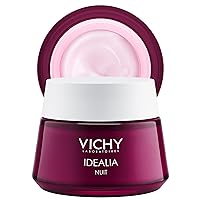 Vichy Idéalia Night Cream for Face, Night Face Moisturizer and Anti Aging Cream with Hyaluronic Acid & Caffeine, Night Recovery for Dry Skin, Moisturizing For Sensitive Skin