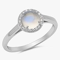 CHOOSE YOUR COLOR Sterling Silver Round Halo Ring