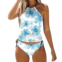 Bikini Sports Bra Top 2 Piece Normal Swimsuit Backless 2 Piece Printing Adjustable Print Multi Color Padded