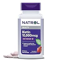 Melatonin 10mg Fast Dissolve 100ct & Biotin 10000mcg Fast Dissolve 60ct Strawberry Tablets Bundle for Sleep, Hair, Skin & Nails