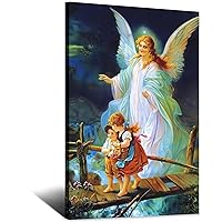 Guardian Angel And Children Crossing Bridge Baby Jesus Poster (12) Canvas Wall Art Print Picture Modern Family Home Room Decor Poster 24x36inchs(60x90cm)