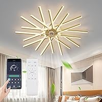 Ceiling Fan with LED Light Remote Control Timing for Bedroom Dining Room Living Room,Indoor Outdoor Large Modern Ceiling Fans with 6 Speed Reversible Silent DC Motor for Winter Summer (45 inch)