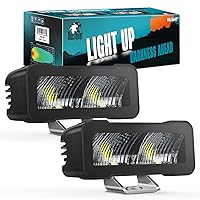 Nilight Motorcycle Led Pods 2PCS 4.5Inch 30W Flood Beam Square Driving Work Lights Built-in EMC Offroad Lights Side Light Ditch Lights for Tractor Truck Motorbike Boat ATV, 3 Years Warranty