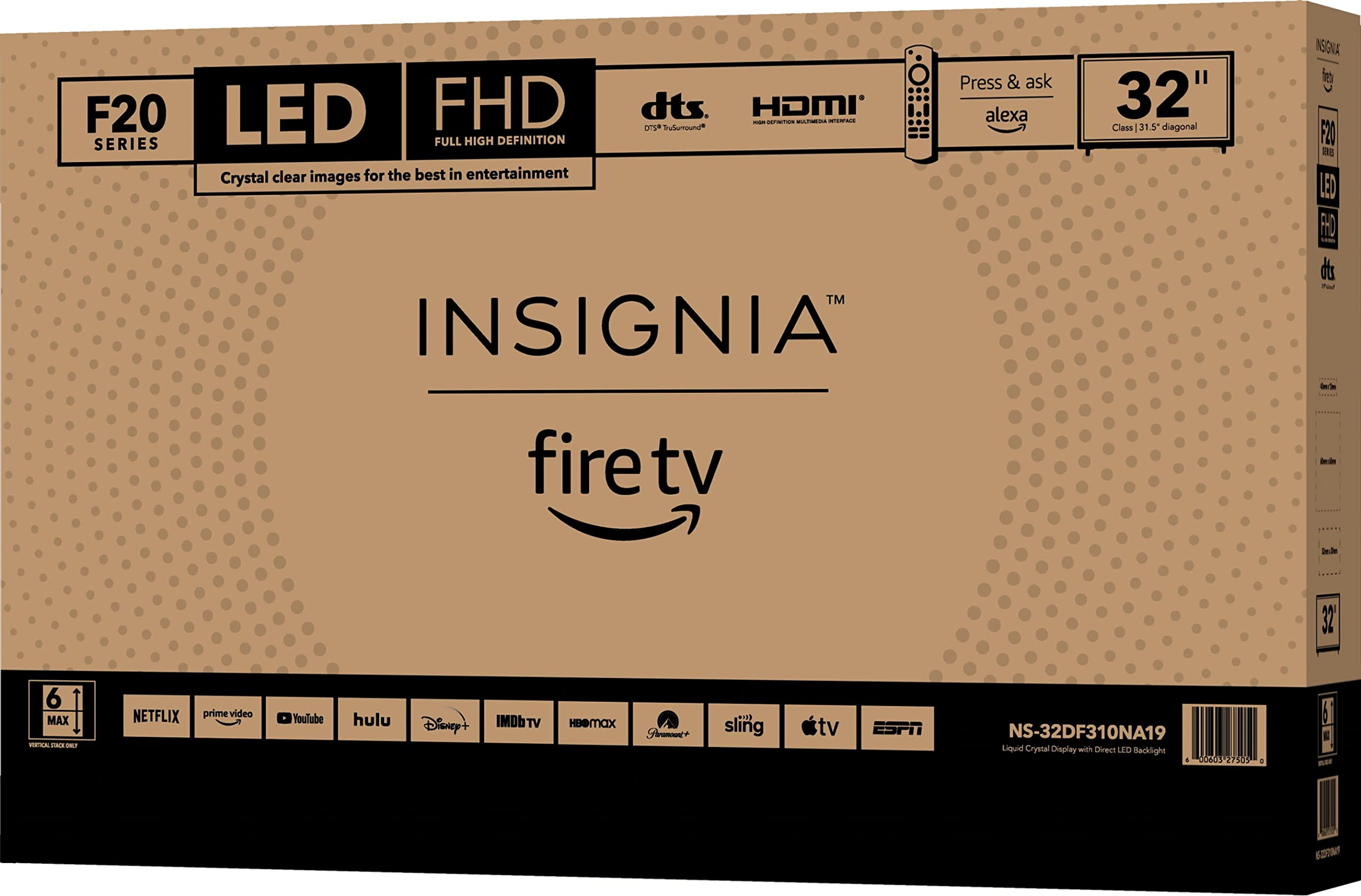 INSIGNIA 32-inch Class F20 Series Smart HD 720p Fire TV (NS-32DF310NA19, 2018 Model)