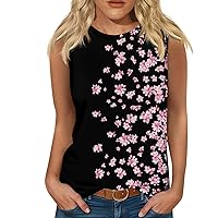 Yoga Tank Tops for Women, Camisoles for Women Shaper Tanks for Women Sleeveless Tank Tops for Women Summer Tops Crew Neck Cute Floral Printed Workout Camis Tank Top Set Women (2-Pink,S)