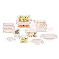 Smart 20-Piece Glass Food Storage Set - 100% Airtight & Leakproof, BPA Free lids, Freezer to Oven Safe, Meal Prep