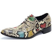 Men's Dress Derby Pointed Casual Metal Toe Vibrant Floral Western Slip-On Shoes