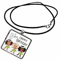 3dRose Aloha Happy Birthday With Hula Dancers - Necklace With Pendant (ncl_359399)